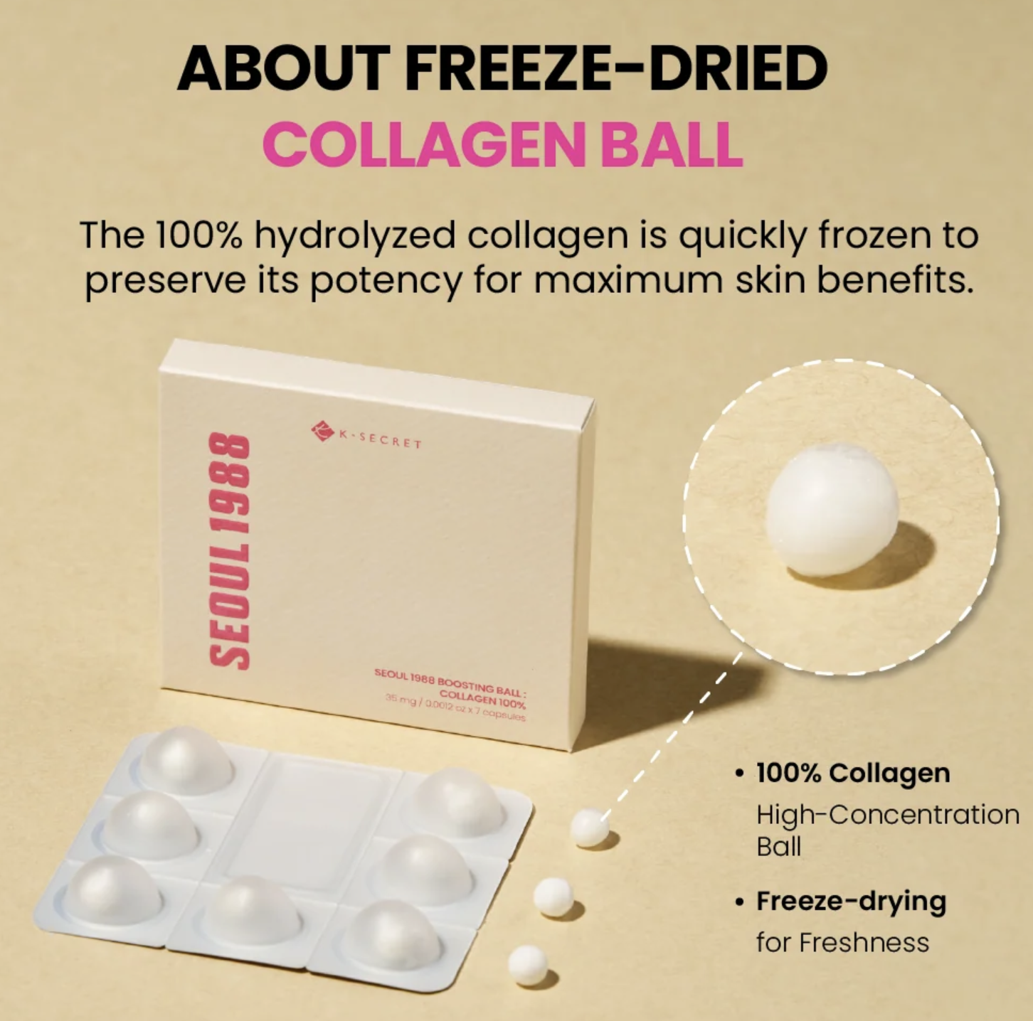 KSECRET SEOUL 1988 Boosting Ball : Collagen 100% [7 capsules]
